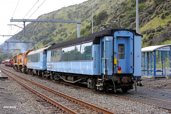 Train carriages arriving at Paekakariki