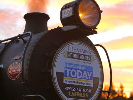 train nameboard otane sunset