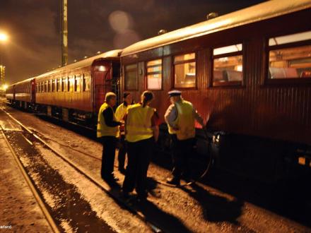 heritage train carriages night